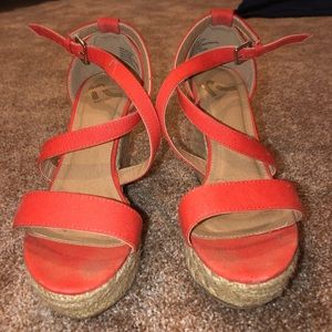 Bright Orange Platform Wedges